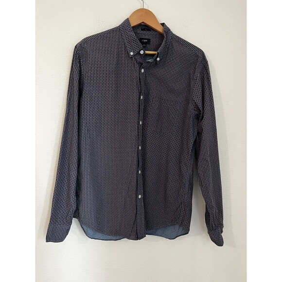 J.Crew Factory Slim Fit  Button Up Shirt Large Blue Maroon Print Excellent L - Picture 1 of 5